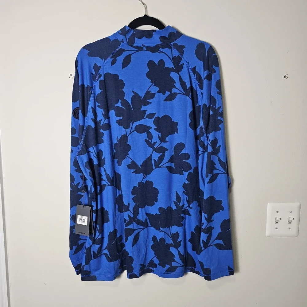 NWT G/Fore GFore 1/4 Zip Pullover Racer Blue Floral Long‎ Sleeve Golf Men's XXL